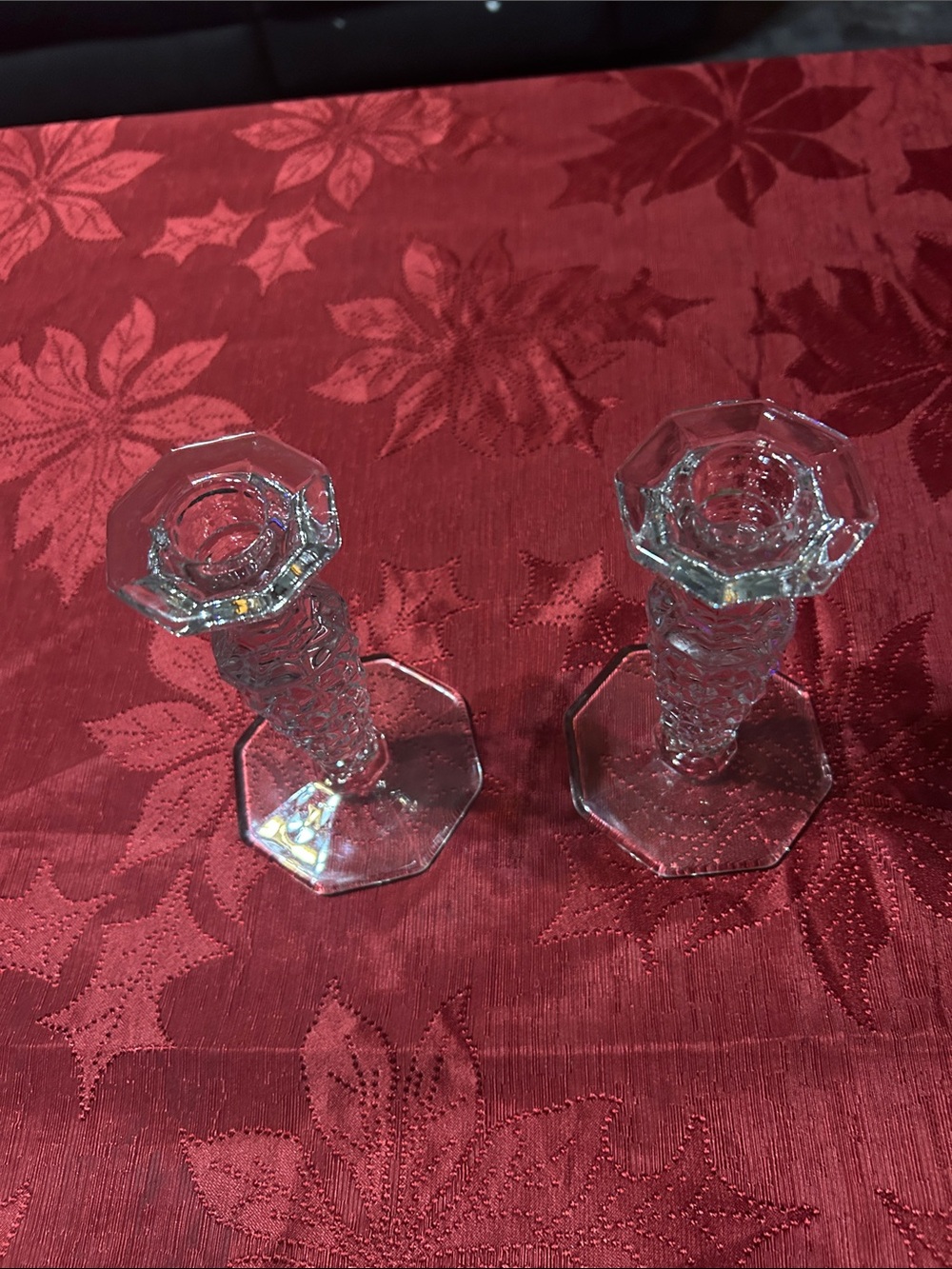 Faceted Clear Glass Candlestick Pair by Home Accents